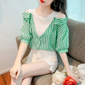 RM19230#新款夏款假两件衬衣