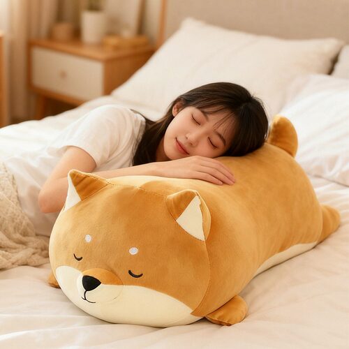 可爱柴犬女孩枕头哈士奇毛绒玩具