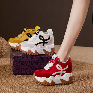 震地王厚底内增高12cm德训老爹鞋 潮 女2025春夏百搭运动休闲阿甘鞋