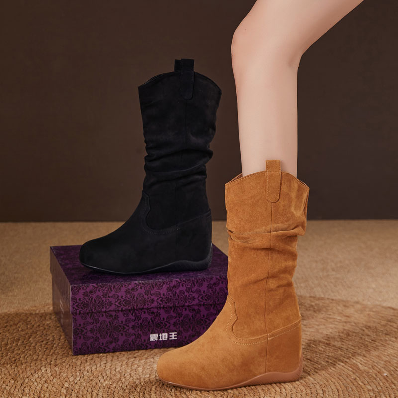震地王英伦风中筒瘦瘦靴
