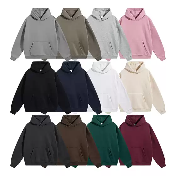 2024 Autumn/Winter American High Street 400g Candy 12 Solid Color Unisex Loose Thick Fleece Hoodie Sweatshirt Trendy