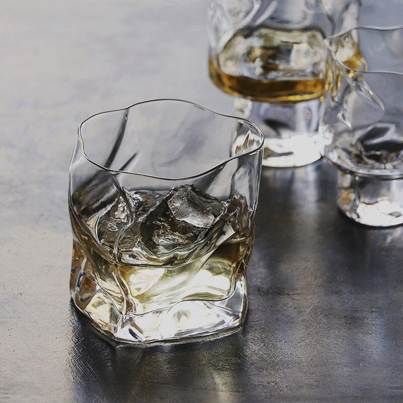 小饮* 玻璃威士忌酒杯高级感洋酒杯子日式喝酒杯ins风啤酒饮料杯