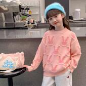 女童毛衣洋气2026春秋新款 女孩时髦上衣中大童时髦加厚针织打底衫