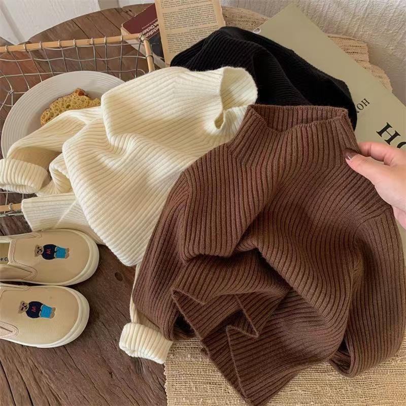 男女童纯色简约秋冬毛衣针织衫