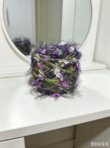 特色手混线手工钩针编织包包发圈围巾毛线团子