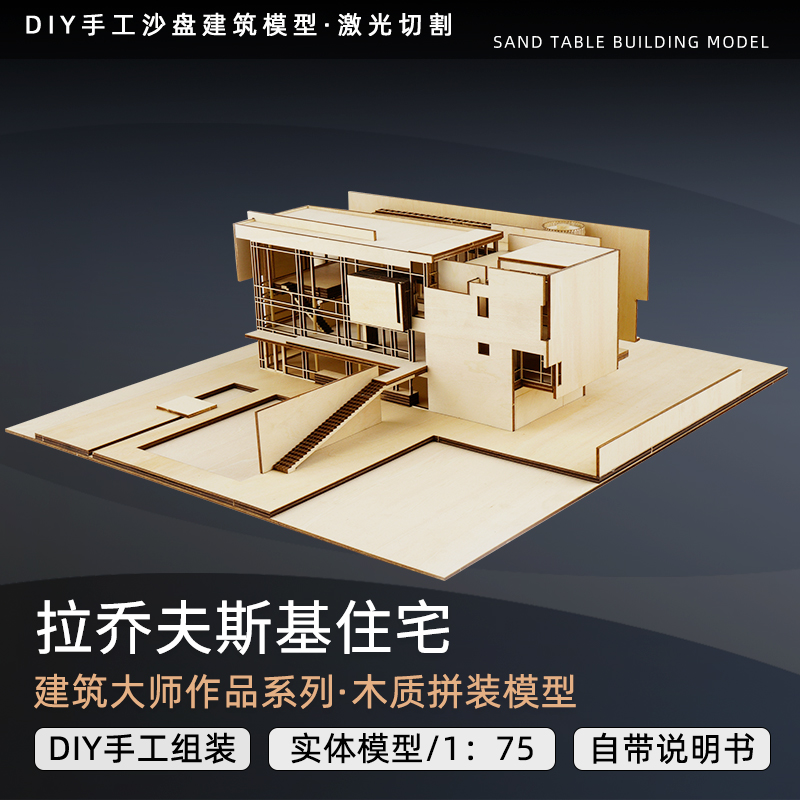 拉乔夫斯基住宅理查德·迈耶建筑大师作品实体激光切割图拼装模型