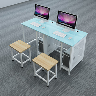 学校电脑机房办公台式 桌椅组合中小学生单单双人课桌计算机微机室