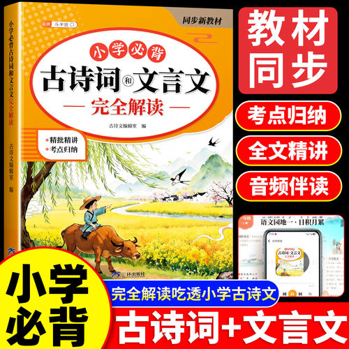 斗半匠小学必背古诗词和文言文完全解读人教版小学生古诗75首十80首古诗词一到六年级大全集语文阅读训练古诗文大全鉴赏一本通