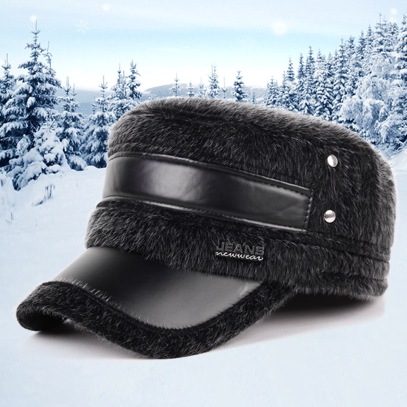 冬季男士加绒护耳仿貂毛休闲帽子