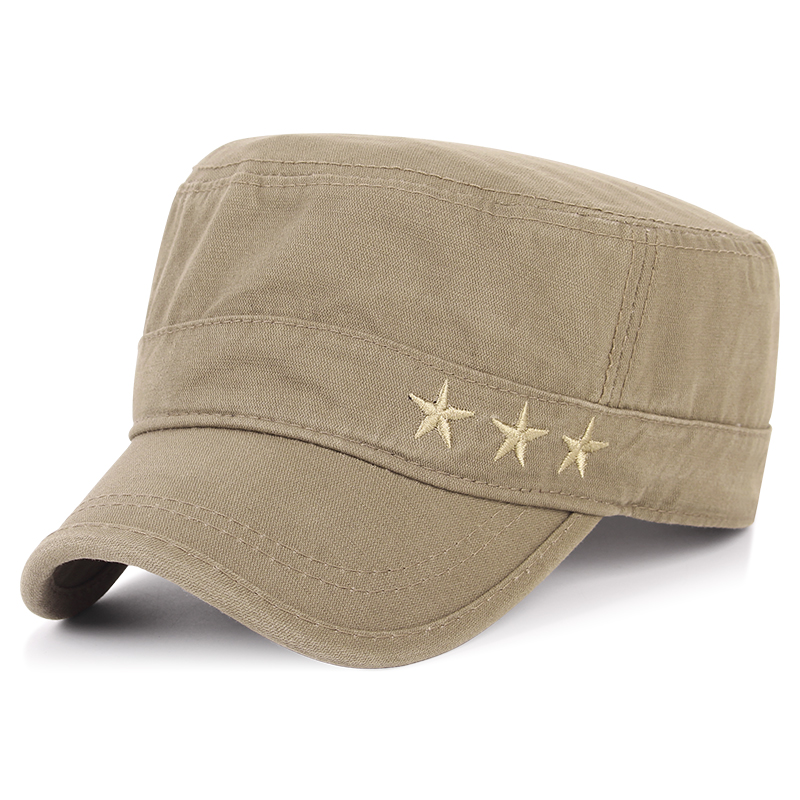 两头门新款中老年春秋季韩版棉质休闲平顶帽男士户外防晒遮阳帽子