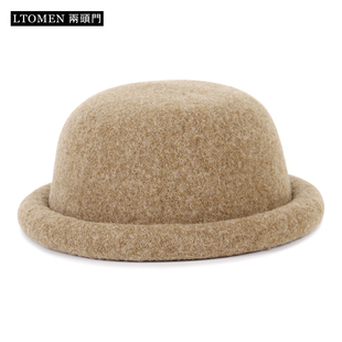 女针织羊毛保暖圆顶礼帽日系新款 帽子秋冬季 丸子帽卷边可爱小盆帽
