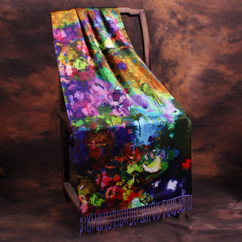 两头门桑蚕丝丝巾围巾双面拉绒