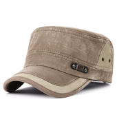 韩版 春秋季 时尚 两头门新款 男士 平顶帽保暖拼接做旧防晒休闲遮阳帽