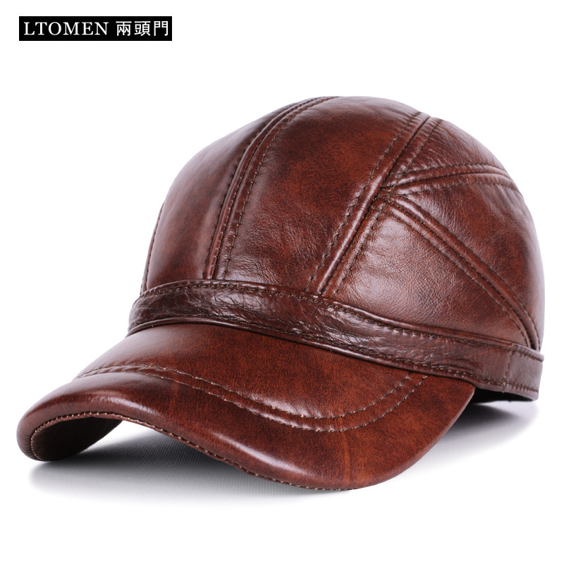 真皮帽子男秋季冬天潮休闲中老年