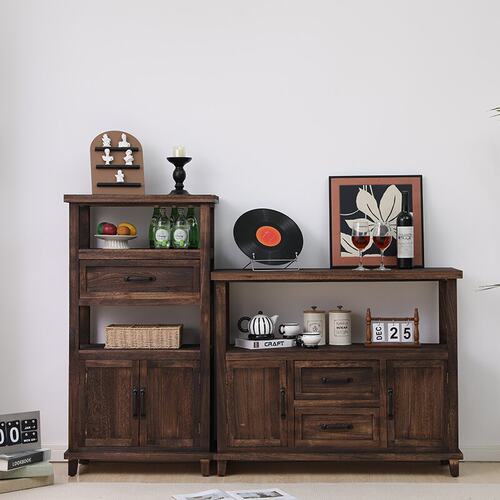 实木餐边柜置物架双层客厅靠墙边柜边几柜茶水柜入户玄关柜收纳柜