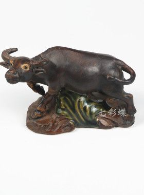 石湾陶瓷生肖牛摆件风水物吉祥物