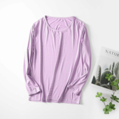 女长袖 休闲春秋上衣 睡衣内衣打底加肥加大200斤莫代尔宽松薄款