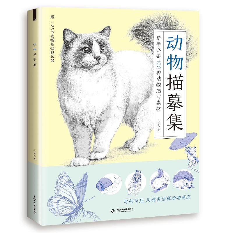 100种动物速写素材素描基础教程描红画本步骤图解 线描临摹画册入门
