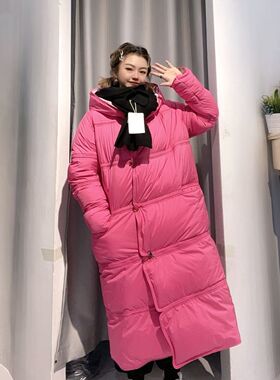ZBY原创2025冬季新款时尚百搭连帽长款双面四穿羽绒服外套女85029