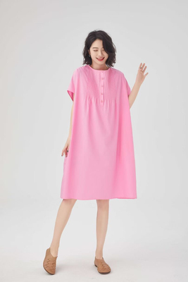 CSJR原创2025夏季新款时尚大码简约圆领天丝棉短袖连衣裙女8011