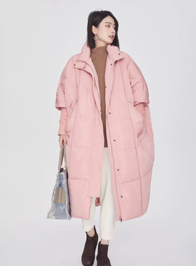 CSJR原创年货购25冬季新款时尚百搭针织袖宽松长款加厚羽绒80079