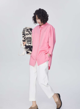 ZBY原创2025春季新款时尚通勤文艺小翻领单排扣长袖衬衫女C8009