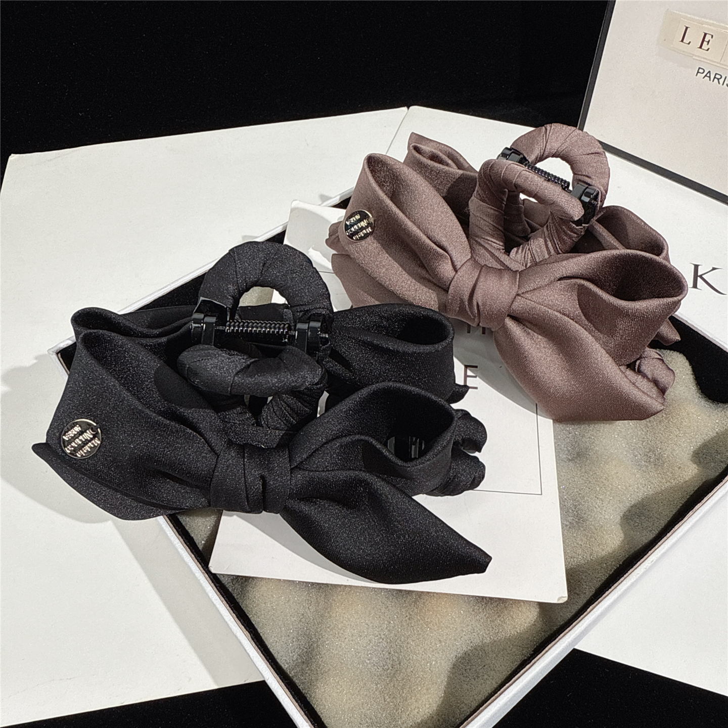 缎面高级感蝴蝶结抓夹气质大号女