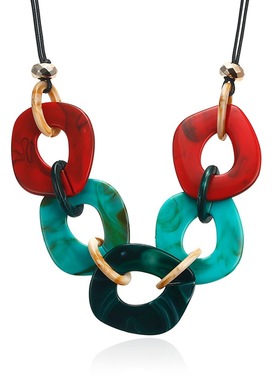 亚克力项链女 大理石纹原片项饰 跨境配饰新品 流行饰品