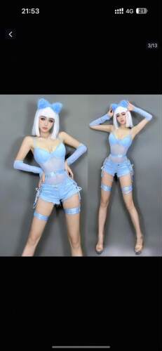 金多家性感蓝色诱惑吊带兔子gogo演出服