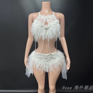 欧美性感黑色蕾丝女团舞台打歌服电音节歌手演出服派对cospaly服