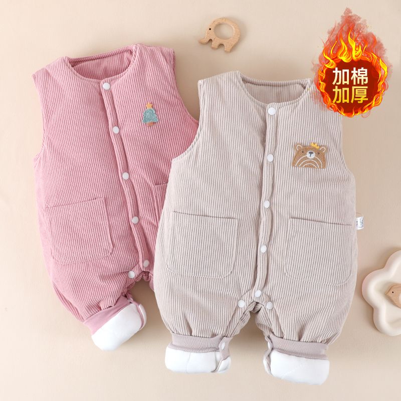 婴儿背带裤秋冬款加厚棉裤