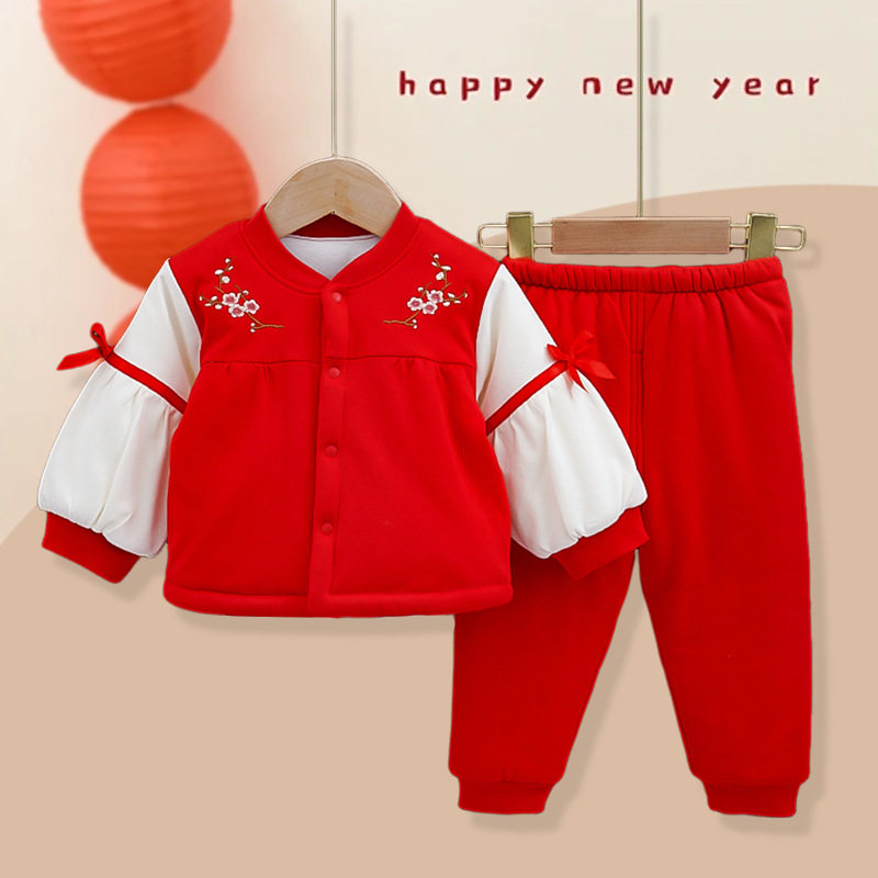 儿童拜年服新款女宝宝红色喜庆过年衣服小童棉衣套装秋冬周岁礼服,童装/婴儿装/亲子装,套装,淘宝优惠券,粉丝福利购,淘宝优惠卷