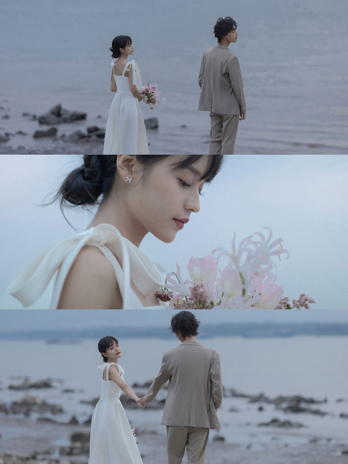 2024新主题影楼展会情侣婚纱照放大样片客片室外海边夜景韩系z416