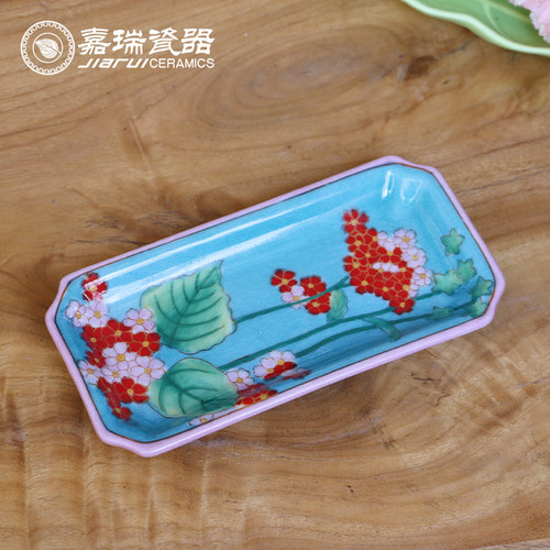 中式风陶瓷手工彩绘餐厅肥皂碟