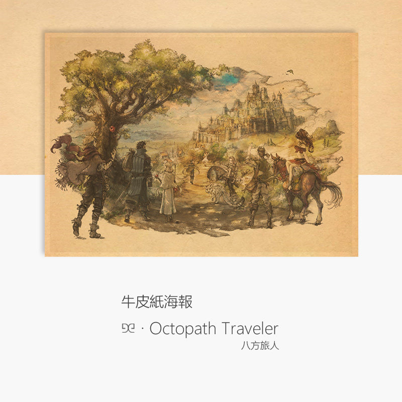 八方旅人游戏周边牛皮纸海报图片