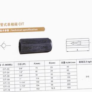 液压直通管式 084分逆止阀止回阀 单向阀CIT