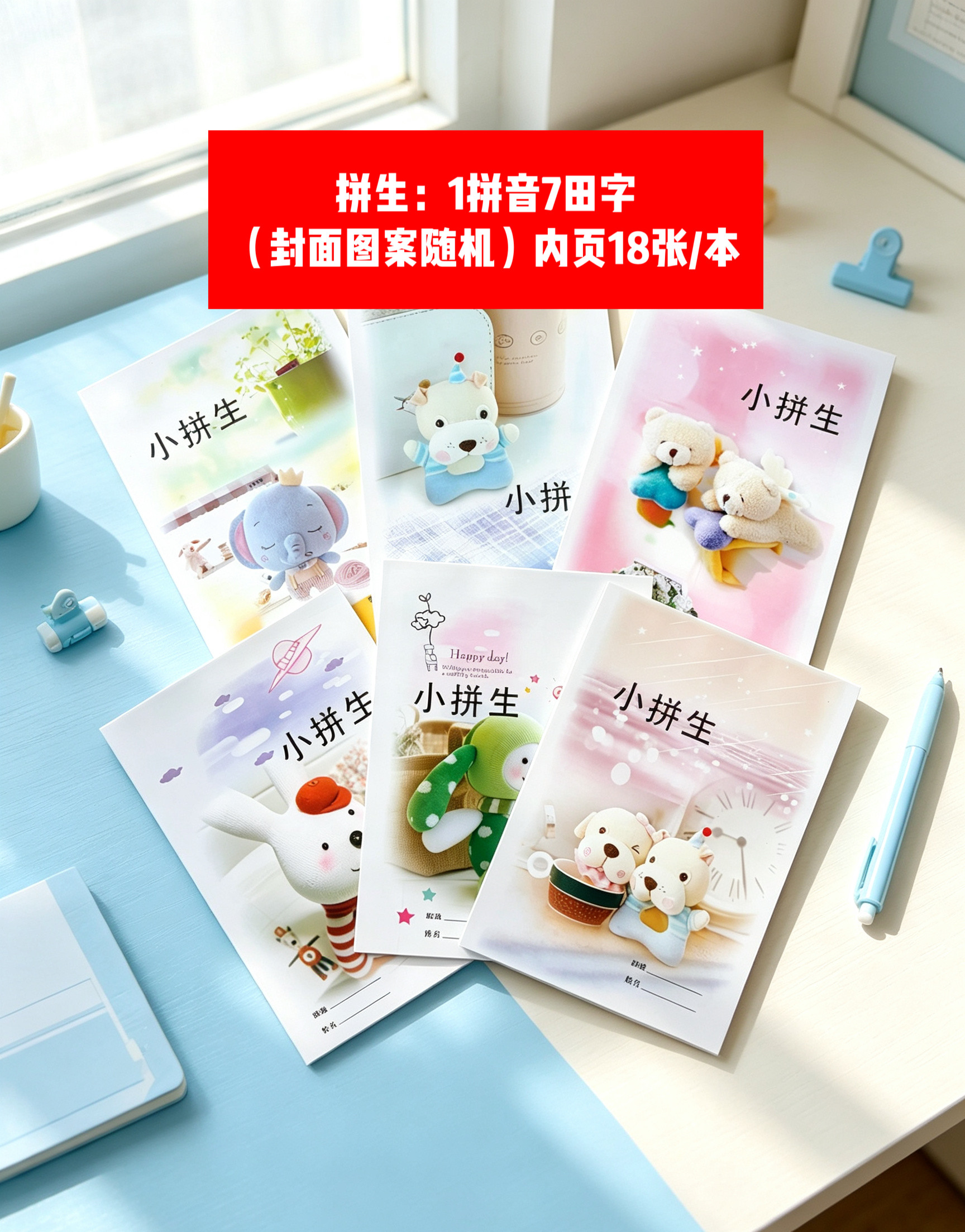 包邮32开拼生幼儿园及小学生作业本一拼七田1拼音7田字格封面混发