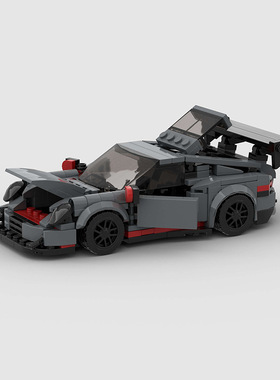 保时捷911GT3RS赛车汽车模型跑车MOC积木玩具成人8格可开门坐人仔