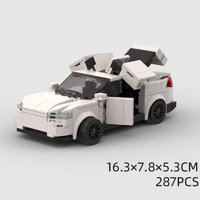 特斯拉model X汽车模型积木moc儿童益智拼装玩具男孩8格5开门跨境