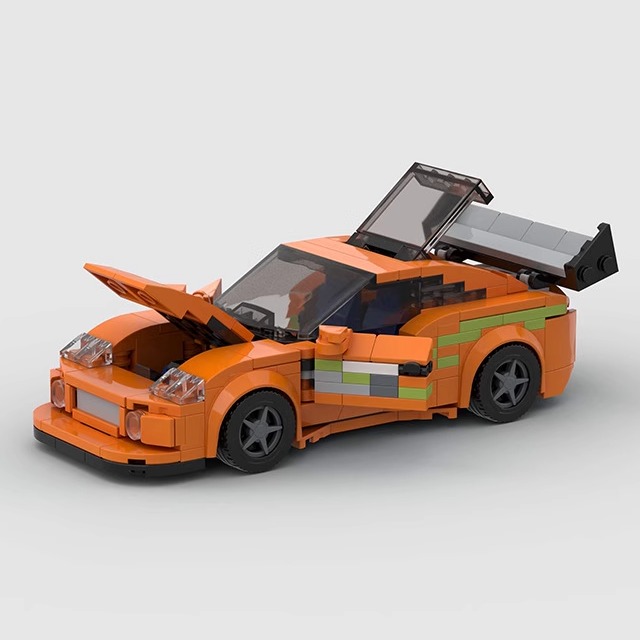 低趴赛车模型跑车moc积木玩具