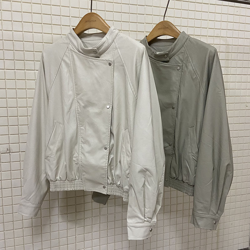 早秋韩系立领短款PU皮衣女