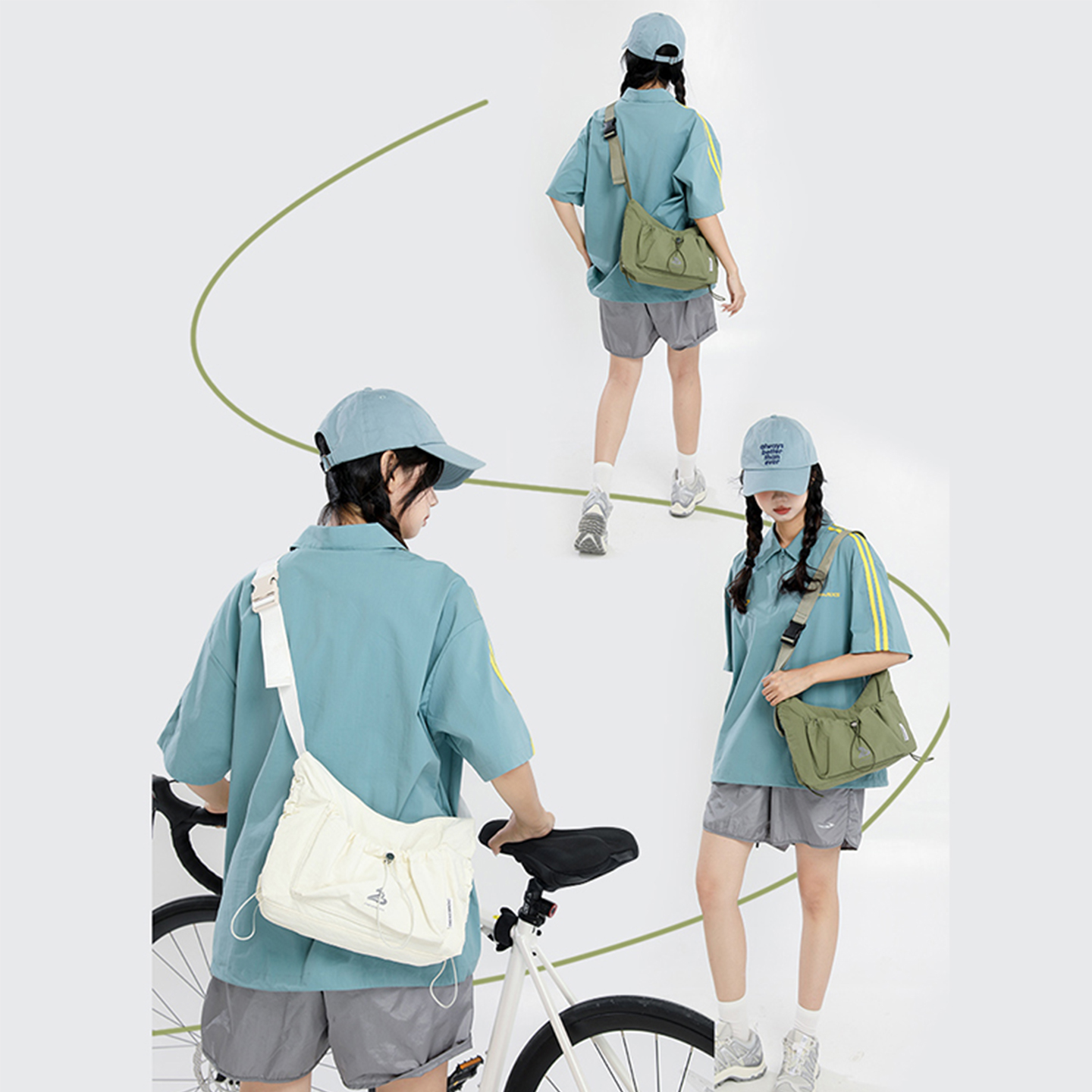 韩系简约褶皱云朵单肩包