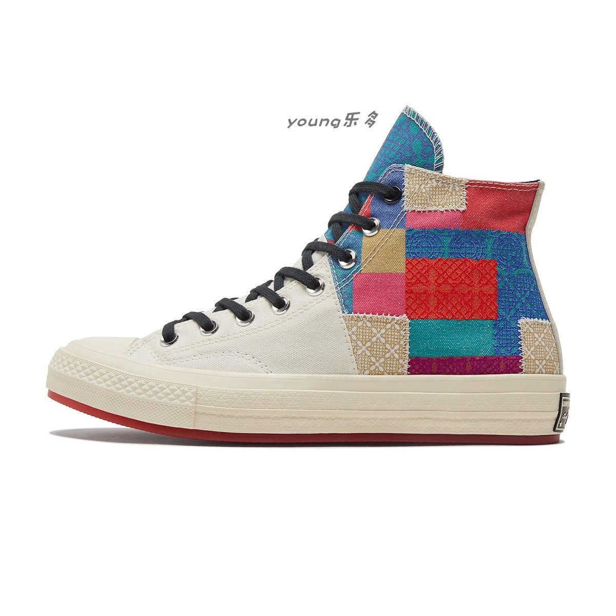 匡威2021春新款1970s中国风牛年限定拼布补丁高帮帆布鞋170565c