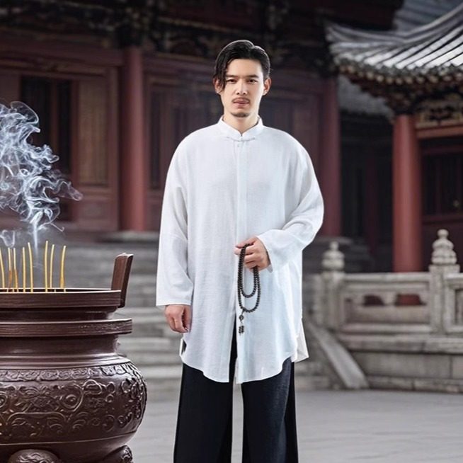 中国风男装中式复古长袖立领衬衫