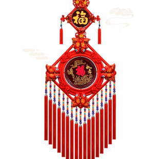 民族风中国结客厅大号桃木挂件入户门对联福字玄关背景墙吉祥挂饰