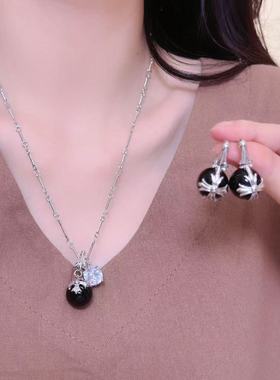 日系暗黑圆珠甜酷十字架耳钉棍链项链小众个性甜酷气质耳饰锁骨链