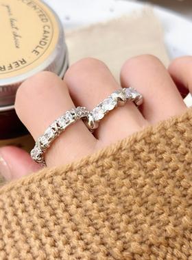 时尚轻奢镶锆爱心缠绕戒指女小众高级感冷淡风百搭可调节食指戒