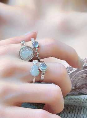 小众设计活口食指戒玉髓清冷感