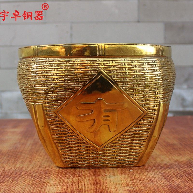 宇卓铜器纯铜斗黄铜斗年年有余斗家居装饰工艺品摆件