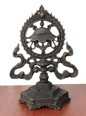 黄铜八宝鱼瓶海螺吉祥结工艺品